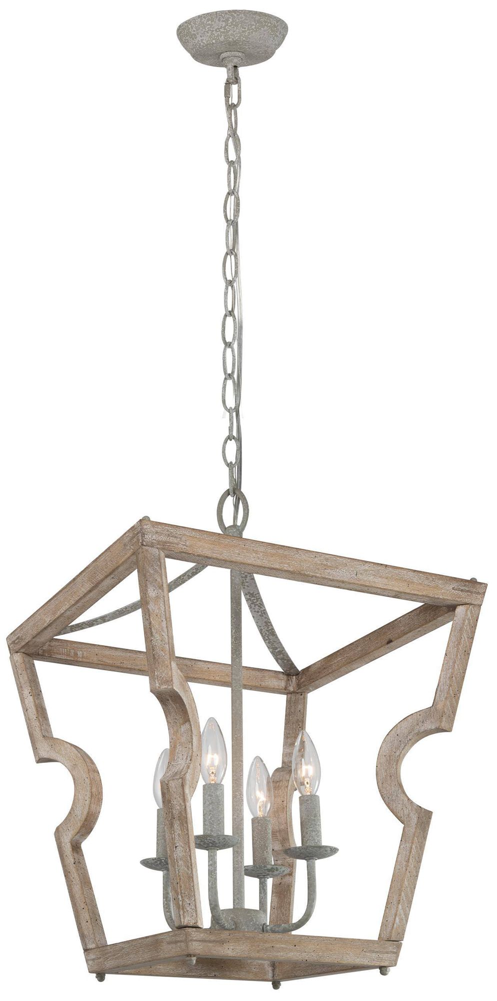 4-Light 15.9"W Rectangle Spotted wood Chandeliers