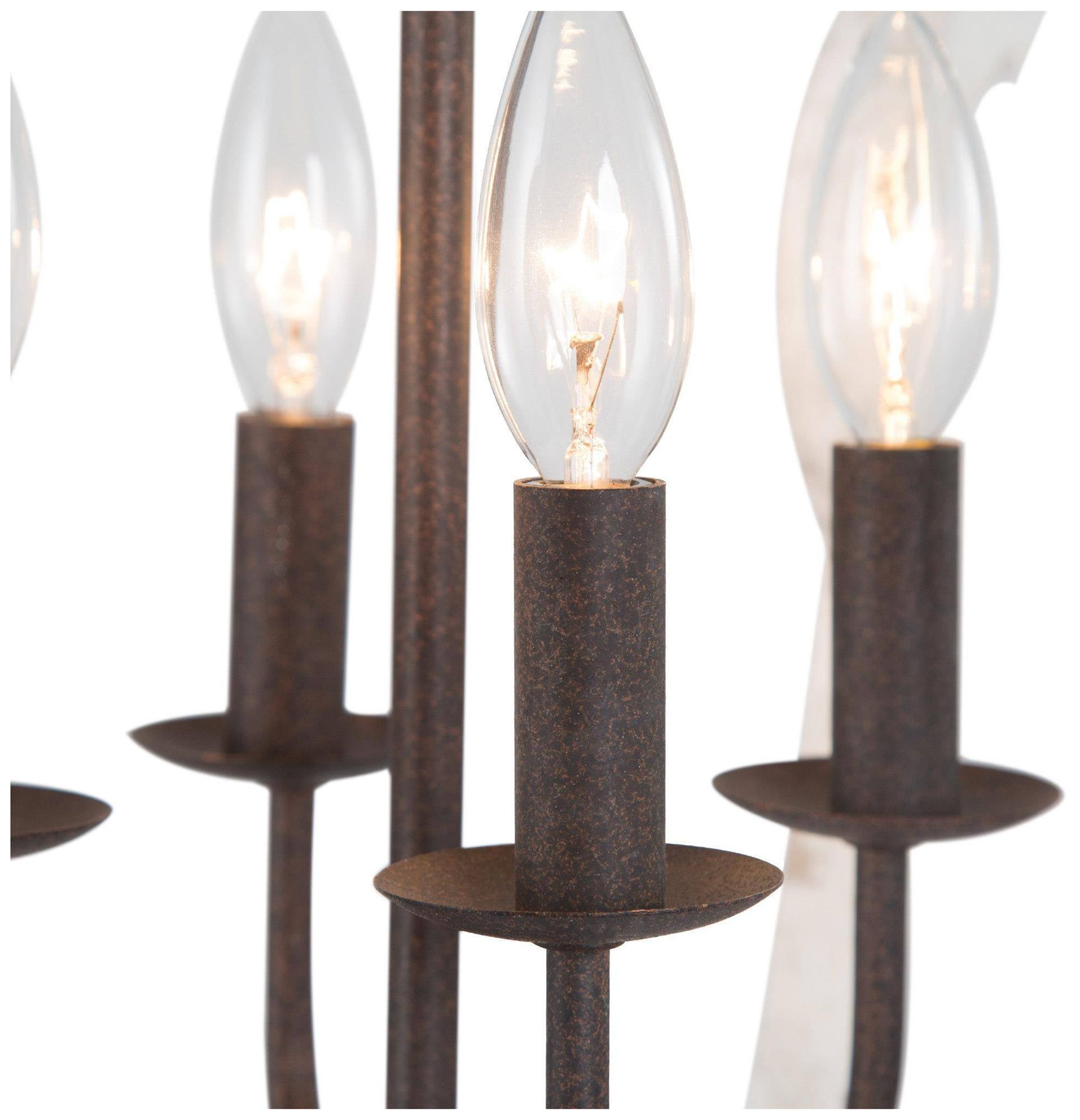 Image 2 4-Light 15.9"W Rectangle Weathered White Wood and Rust Bronze Chandeliers more views