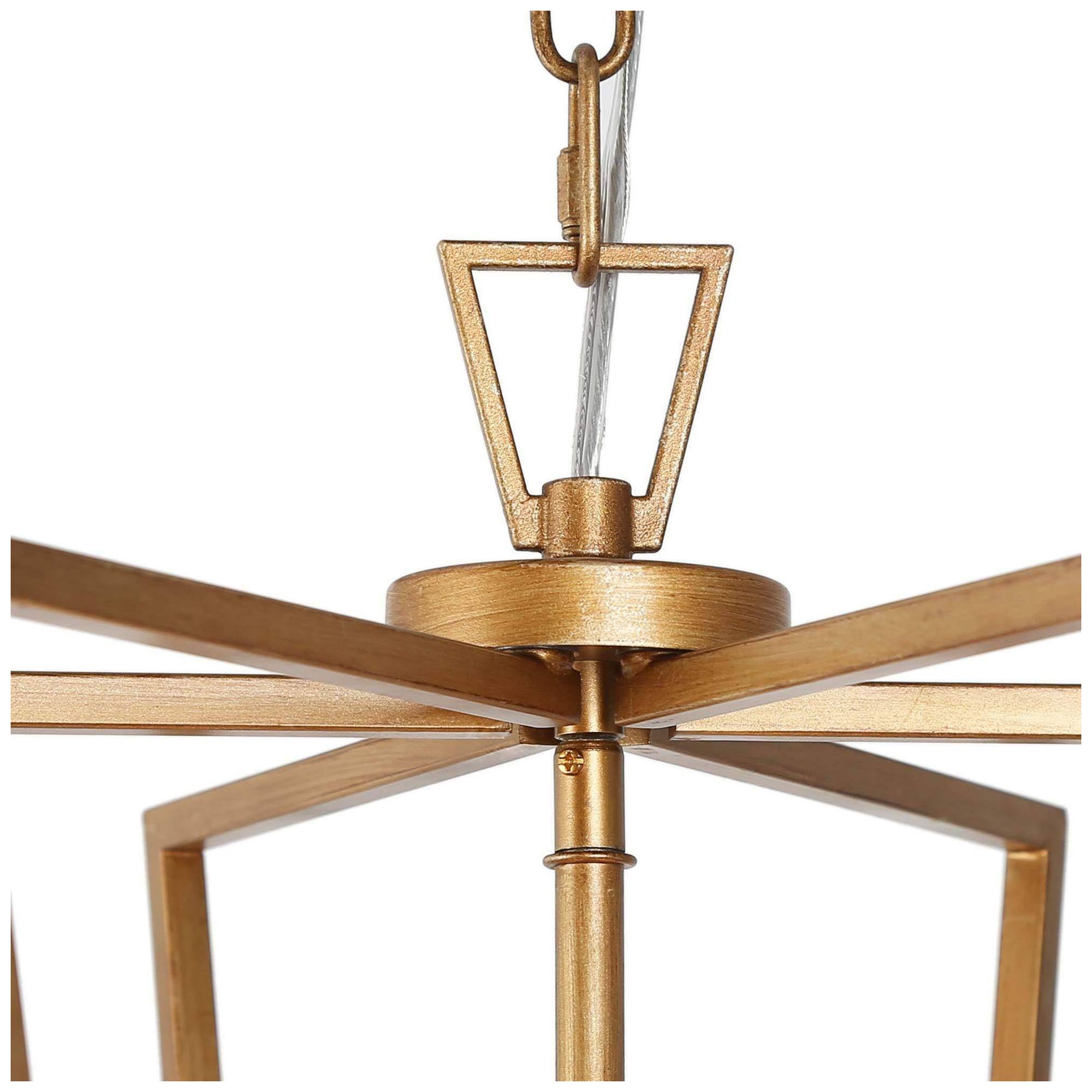 Image 3 4-Light 16.1"W Geometric Brushed Antique Gold  Chandeliers more views