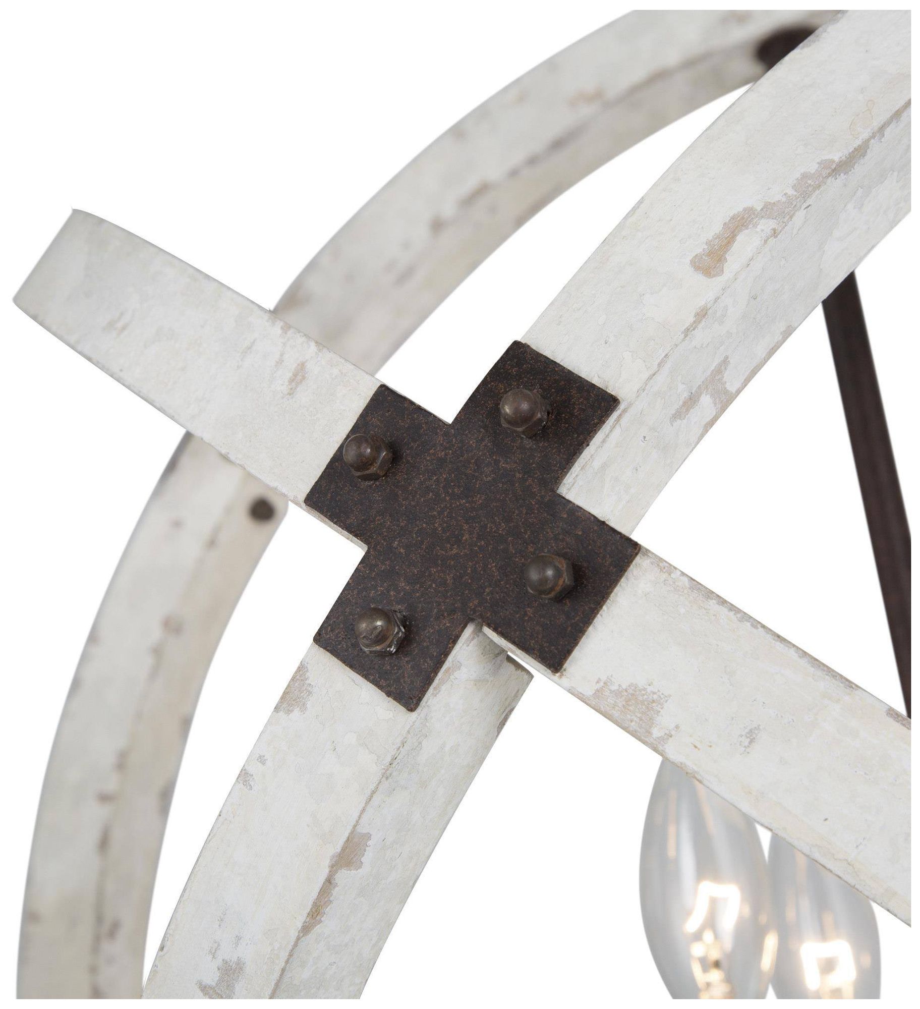 Image 3 4-Light 20.1"W Globe Weathered White Wood and Rust Bronze Chandeliers more views
