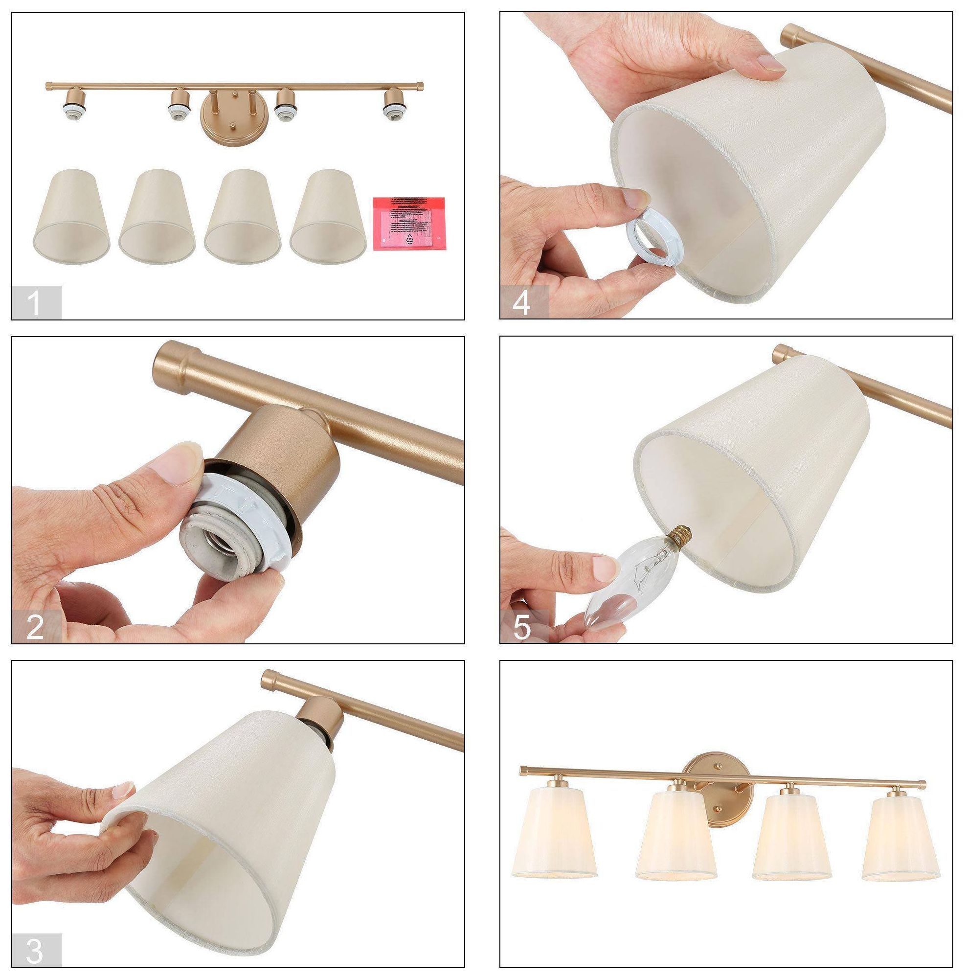 Image 7 4-Light 26.8"W Tapered Dark Gold  Wall Lamp more views