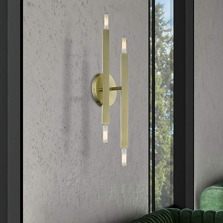 Image 3 4 Light Antique Brass ADA Sconce more views