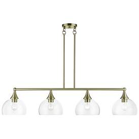 Image1 of 4 Light Antique Brass Large Linear Chandelier