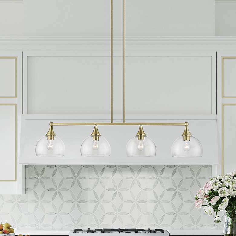 Image 1 4 Light Antique Brass Large Linear Chandelier