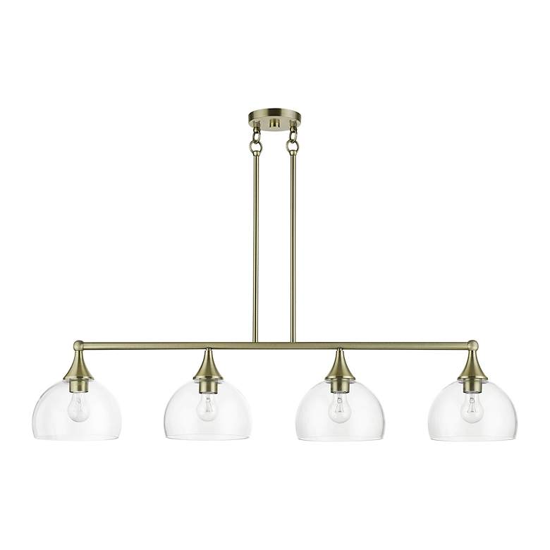 Image 4 4 Light Antique Brass Large Linear Chandelier more views