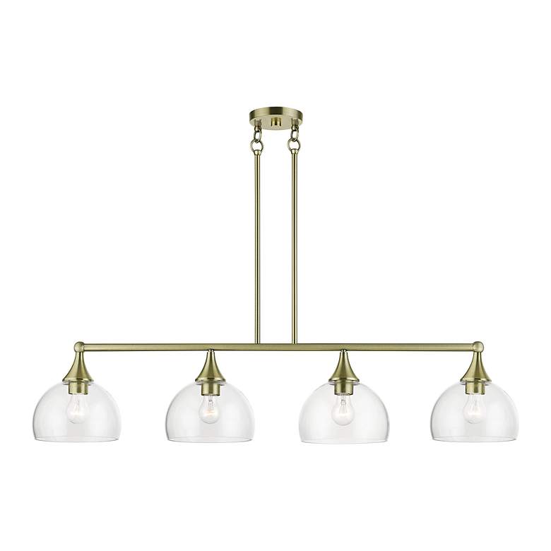 Image 5 4 Light Antique Brass Large Linear Chandelier more views
