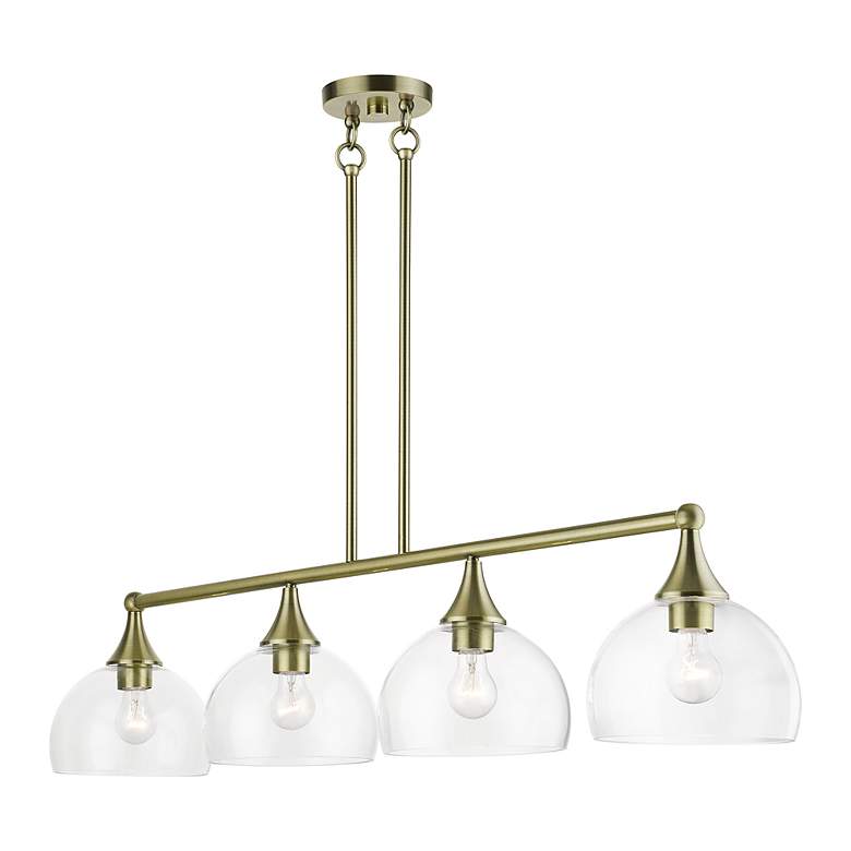 Image 6 4 Light Antique Brass Large Linear Chandelier more views