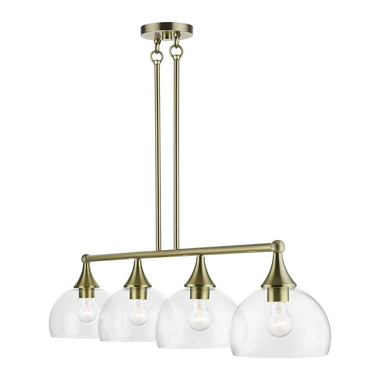 Image 7 4 Light Antique Brass Large Linear Chandelier more views