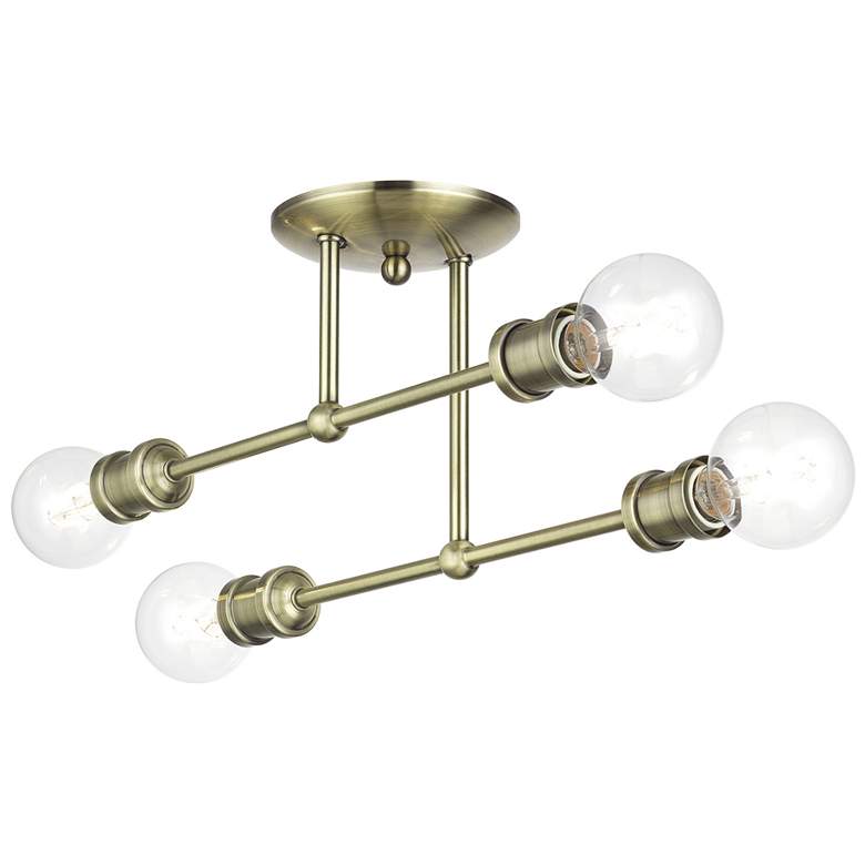 Image 1 4 Light Antique Brass Large Semi-Flush