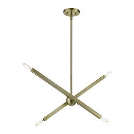Image5 of 4 Light Antique Brass Linear Chandelier more views