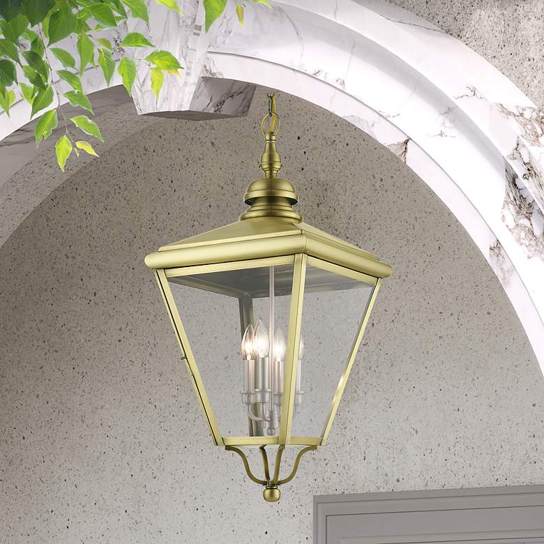 Image 1 4 Light Antique Brass Outdoor Extra Large Pendant Lantern