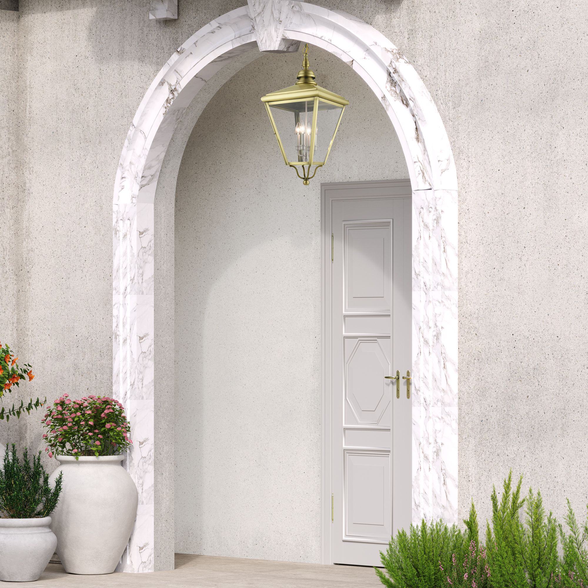 4 Light Antique Brass Outdoor Extra Large Pendant Lantern