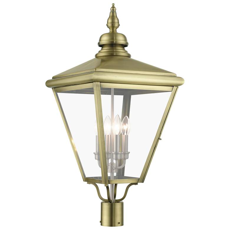 Image 2 4 Light Antique Brass Outdoor Extra Large Post Top Lantern