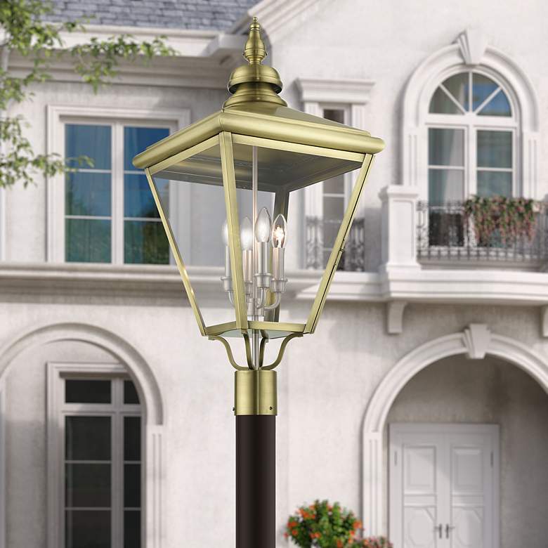 Image 1 4 Light Antique Brass Outdoor Extra Large Post Top Lantern