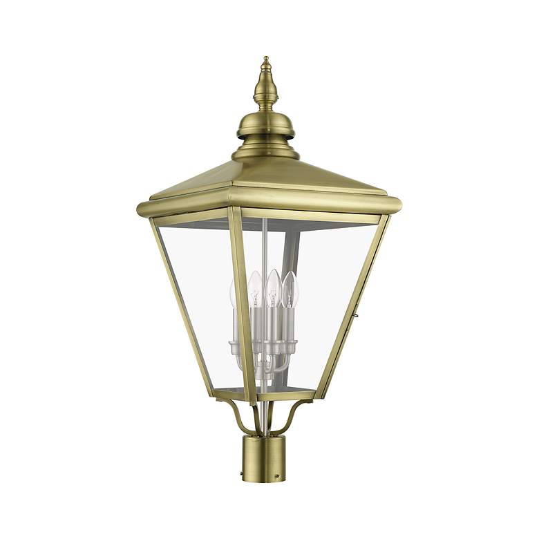 Image 3 4 Light Antique Brass Outdoor Extra Large Post Top Lantern more views