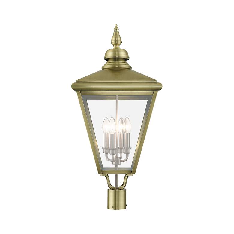 Image 5 4 Light Antique Brass Outdoor Extra Large Post Top Lantern more views