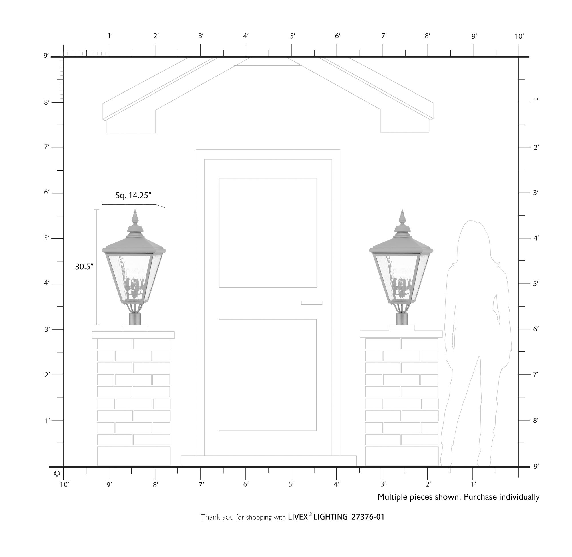 4 Light Antique Brass Outdoor Extra Large Post Top Lantern