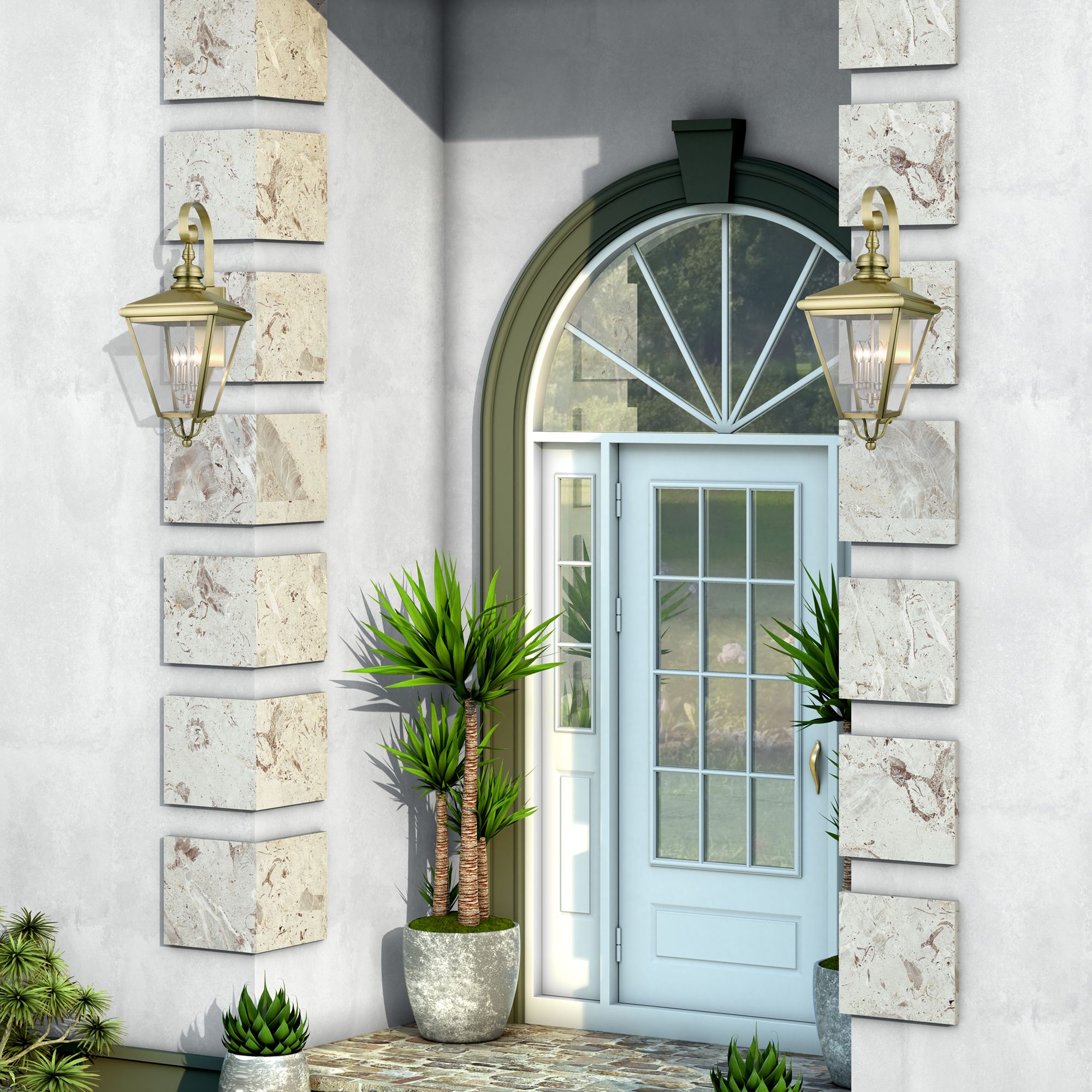 4 Light Antique Brass Outdoor Extra Large Wall Lantern