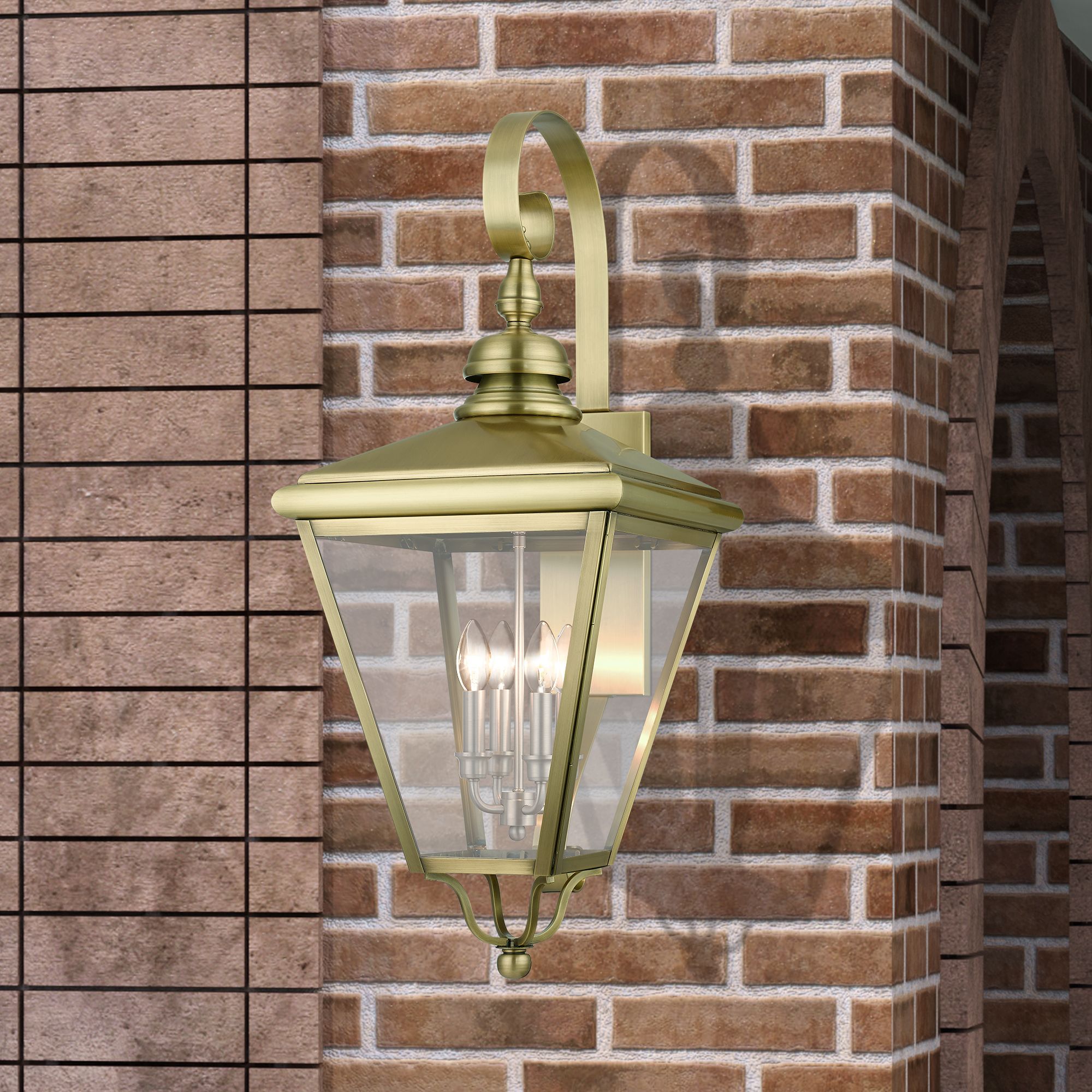 4 Light Antique Brass Outdoor Extra Large Wall Lantern