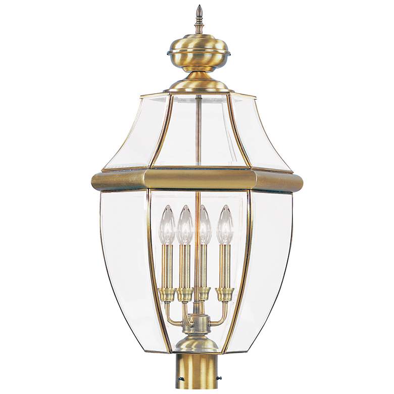 Image 2 4 Light Antique Brass Outdoor Post Top Lantern