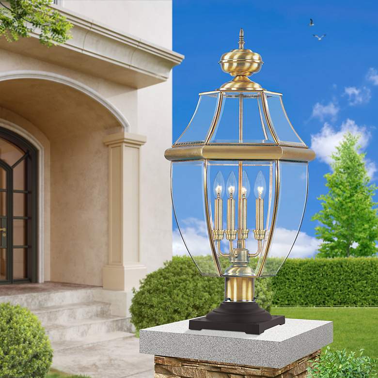 Image 1 4 Light Antique Brass Outdoor Post Top Lantern
