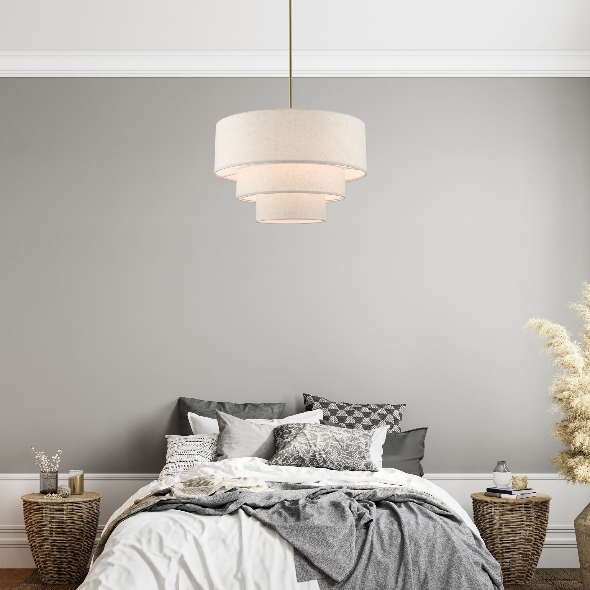 4 Light Antique Brass Pendant Chandelier