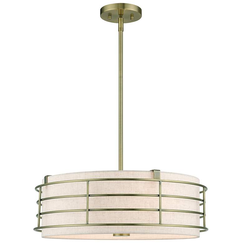 Image 2 4 Light Antique Brass Pendant Chandelier