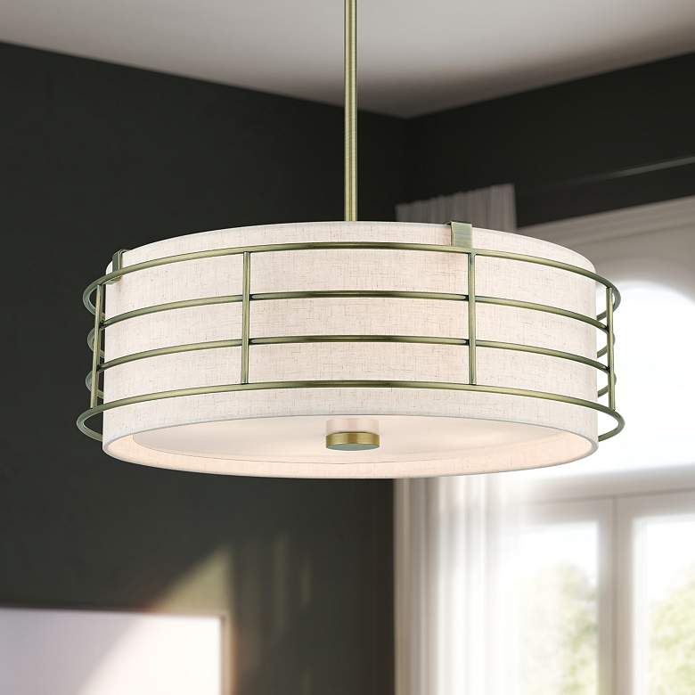 Image 1 4 Light Antique Brass Pendant Chandelier
