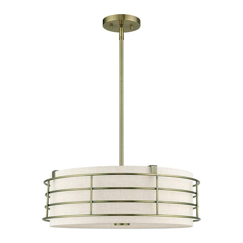 Image 3 4 Light Antique Brass Pendant Chandelier more views