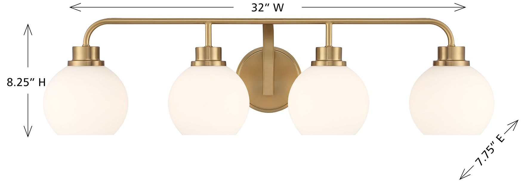 Image 6 4-Light Bathroom Vanity Light in Natural Brass more views