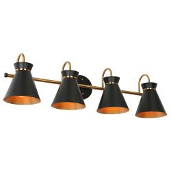4-Light Black and Brass Bathroom  Wall Sconce