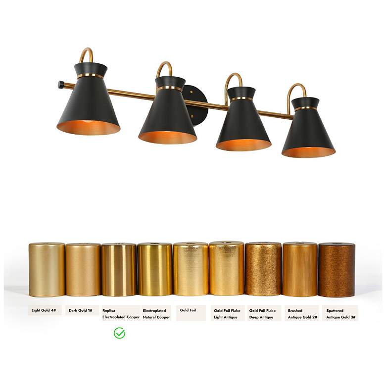 Image 5 4-Light Black and Brass Bathroom Wall Sconce more views