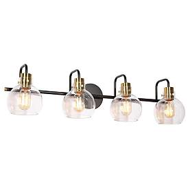 Image1 of 4-Light Black and Brass Gold Bathroom Vanity Light