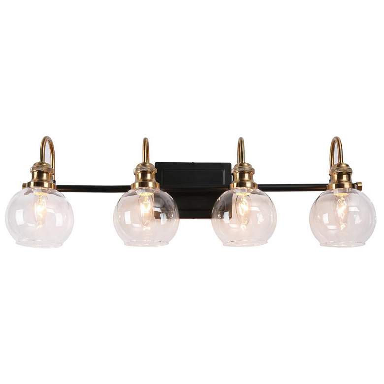 Image 1 4-Light Black and Brass Gold Bathroom Vanity Light