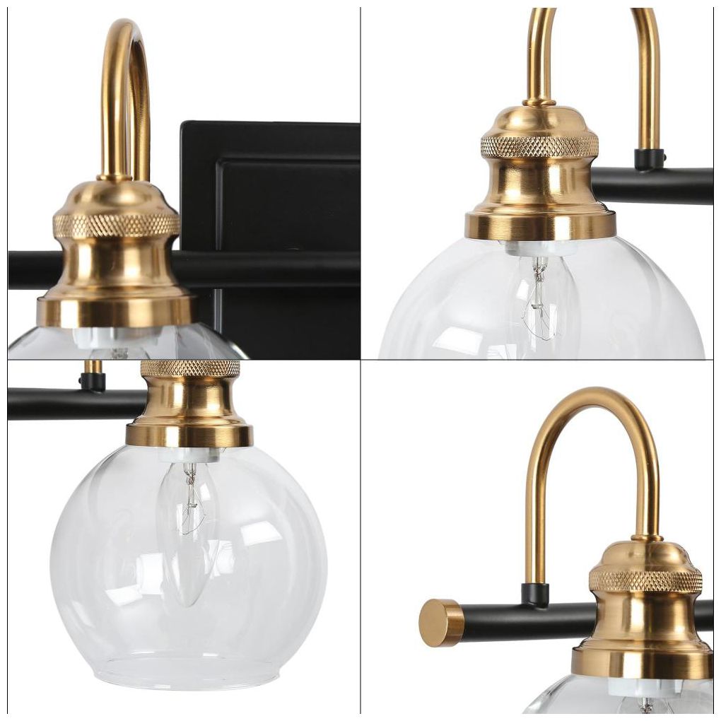 Image 3 4-Light Black and Brass Gold Bathroom Vanity Light more views