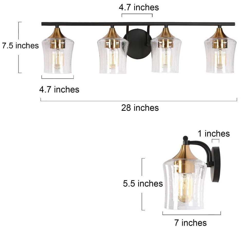 Image 2 4-Light Black and Brass Gold Bathroom Vanity Lights more views