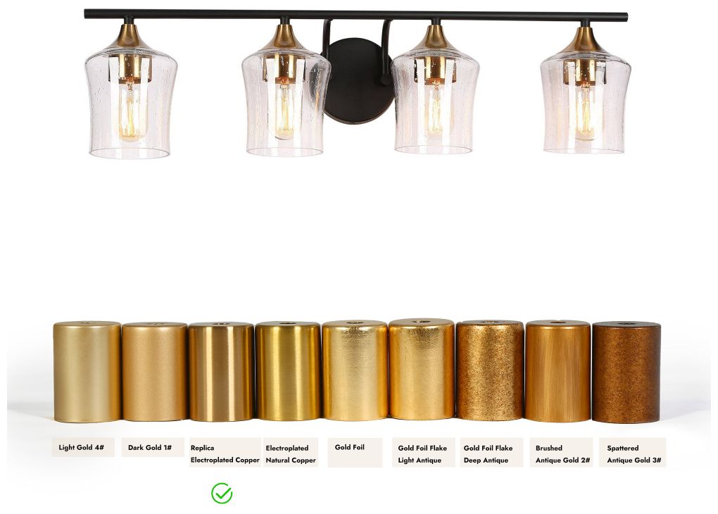 Image 4 4-Light Black and Brass Gold Bathroom Vanity Lights more views