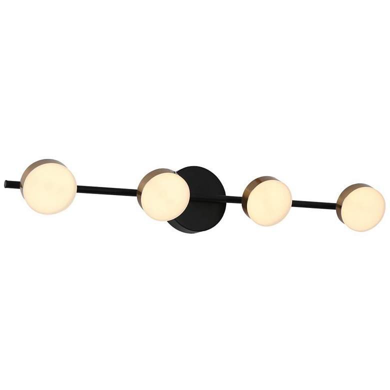 Image 1 4-Light Black and Brass Integrated LED Vanity Light