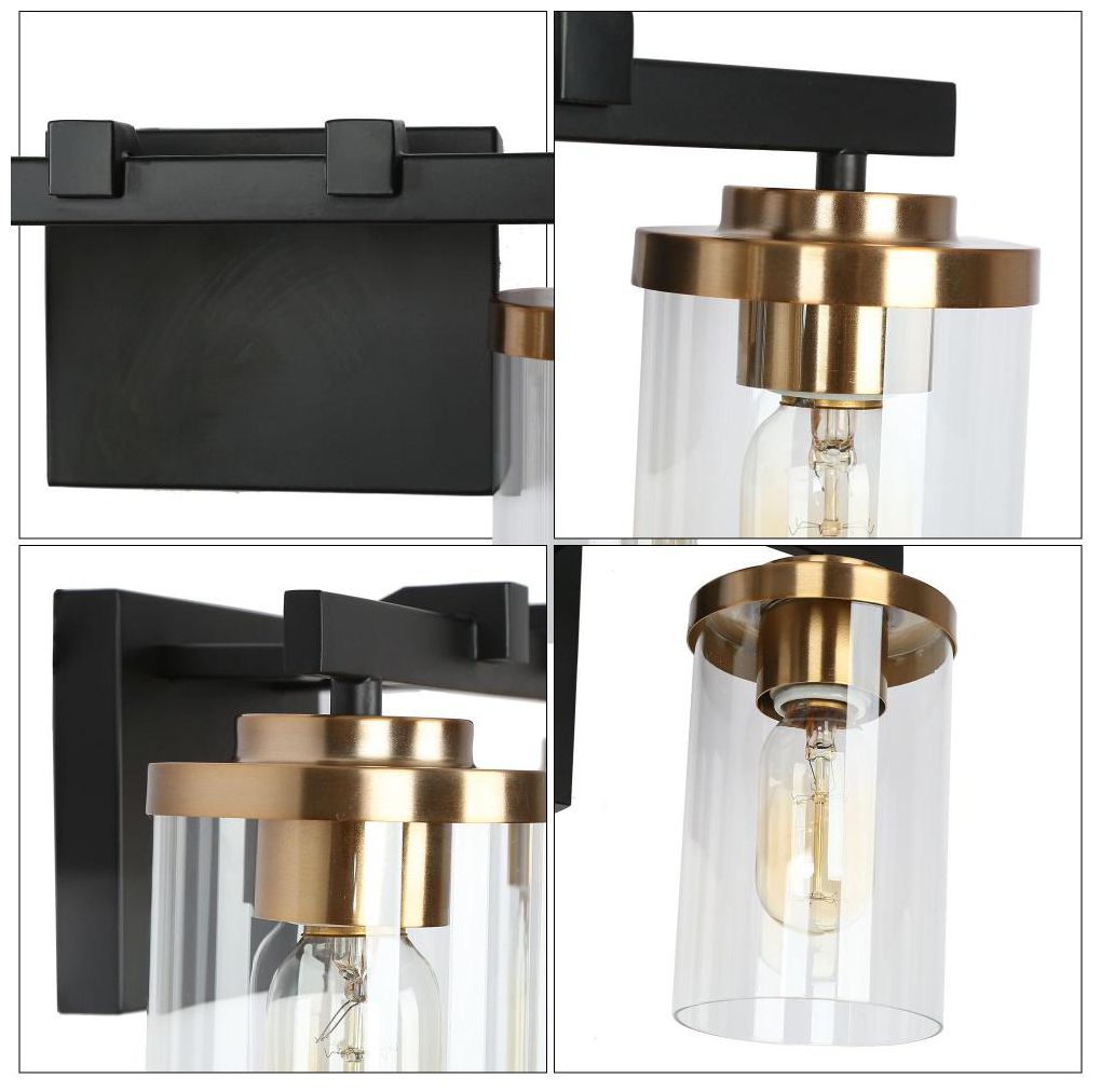 Image 3 4-Light Black and Brass Vanity Light for Bathroom more views