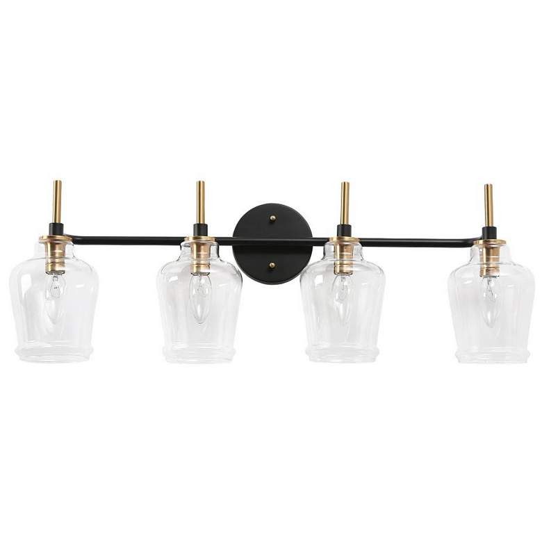 Image 1 4-Light Black Bathroom Vanity Light with Bell Clear Glass