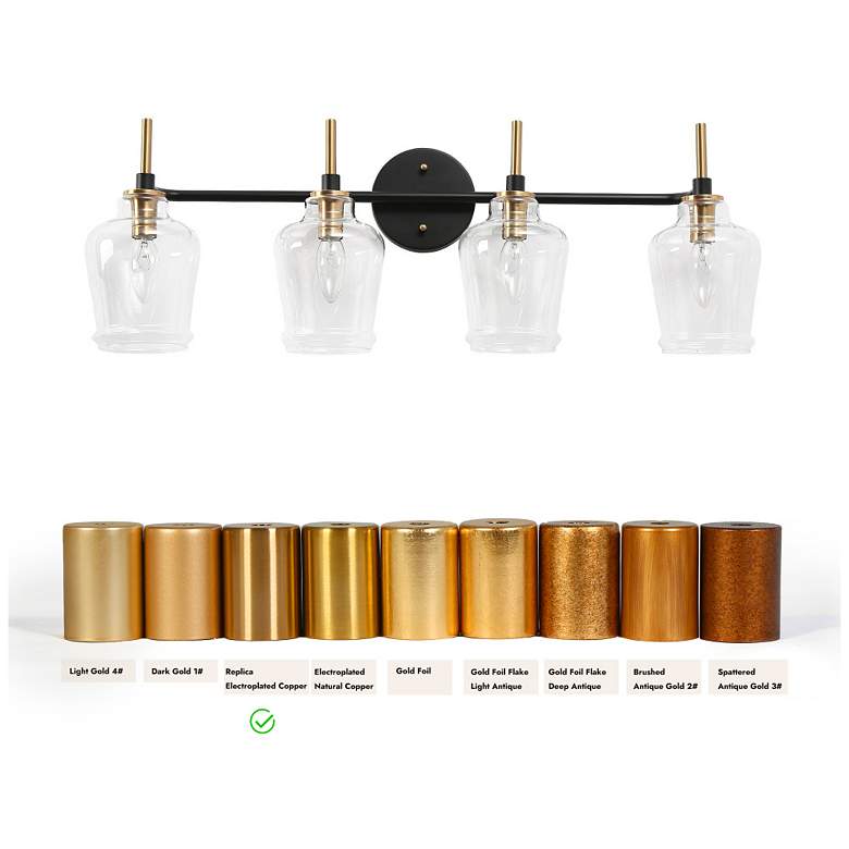 Image 6 4-Light Black Bathroom Vanity Light with Bell Clear Glass more views