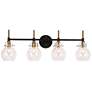 1_4-Light Black Bathroom Vanity Light with Globe Clear Glass