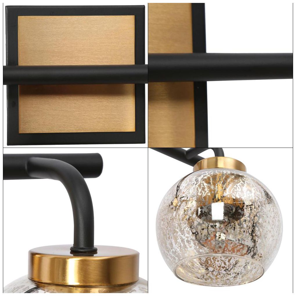 Image 3 4-Light Black Bathroom Vanity Light with Mercury Glass more views