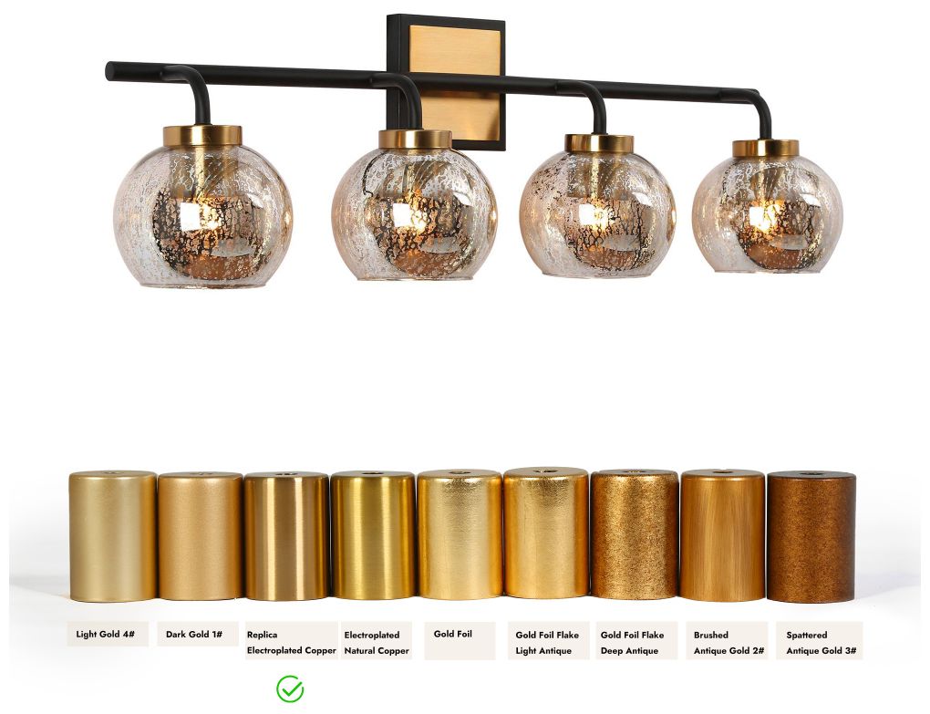 Image 4 4-Light Black Bathroom Vanity Light with Mercury Glass more views