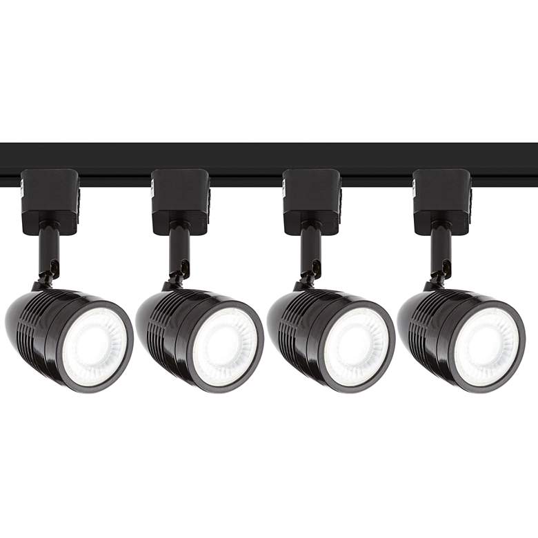 Image 1 4-Light Black Bullet LED Track Kit with Floating Canopy
