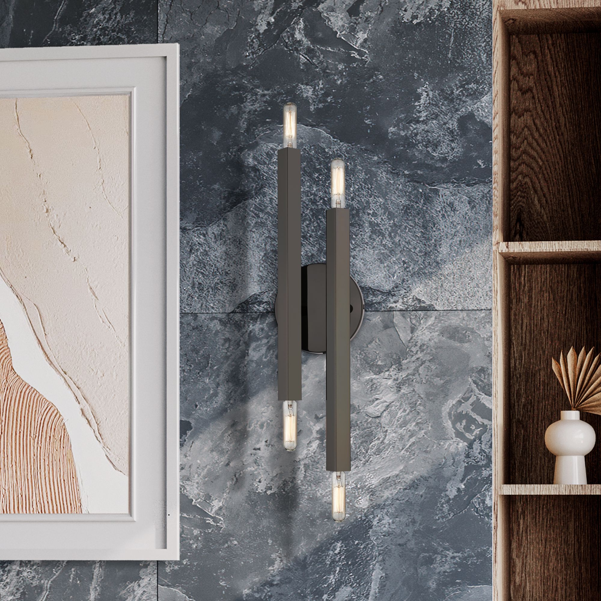 4 Light Black Chrome ADA Sconce