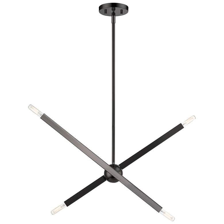 Image 1 4 Light Black Chrome Linear Chandelier