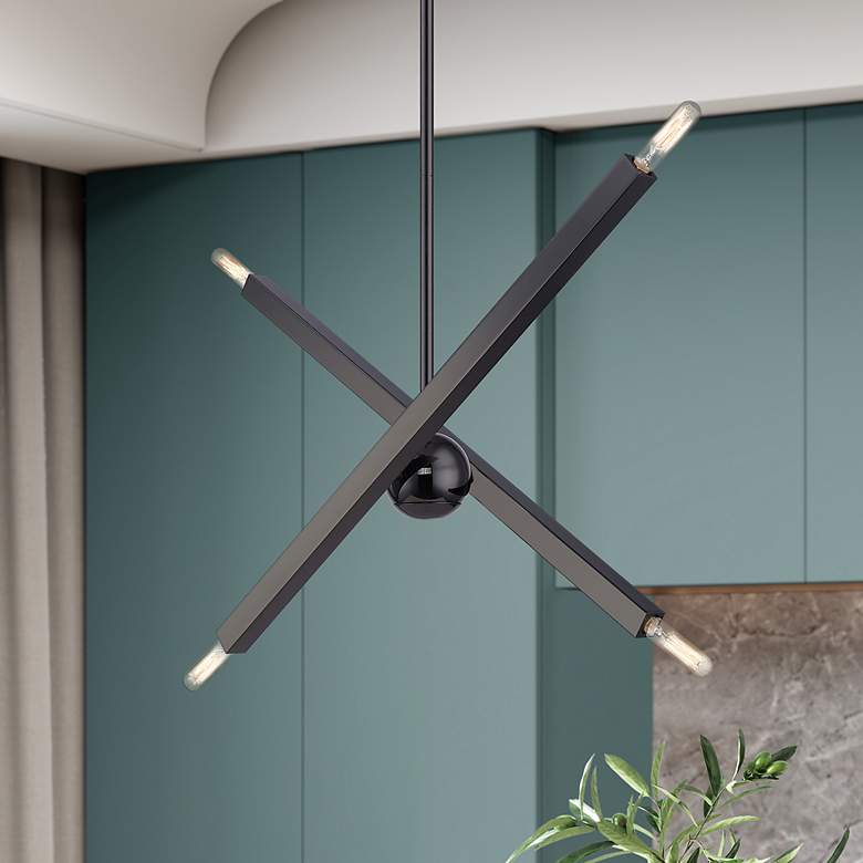 Image 1 4 Light Black Chrome Linear Chandelier