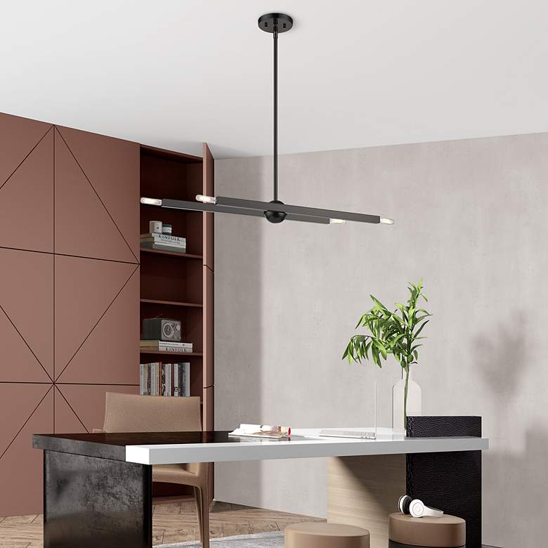 Image 3 4 Light Black Chrome Linear Chandelier more views
