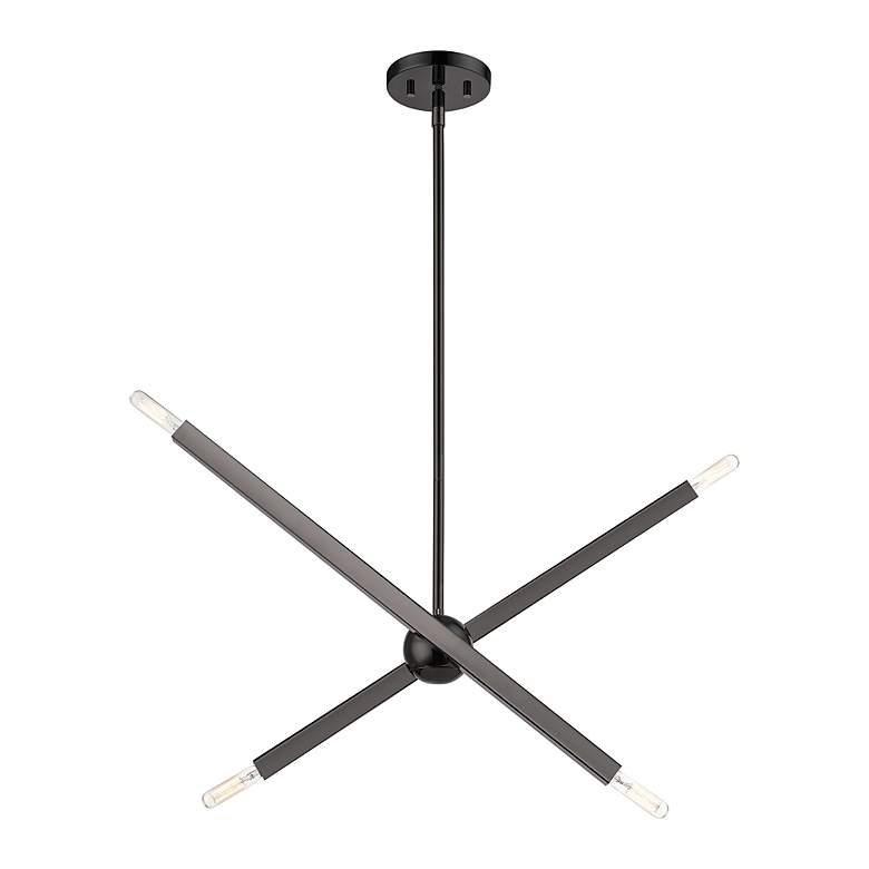 Image 5 4 Light Black Chrome Linear Chandelier more views